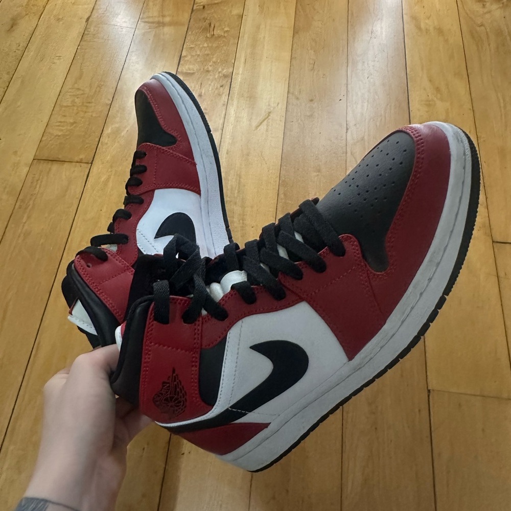 Jordan Red, Black, and White Sneakers